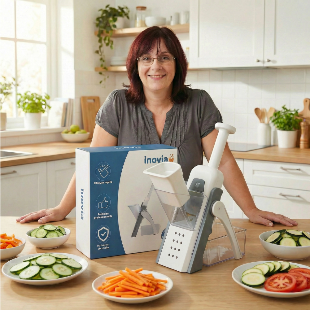 Slicéo – Mandoline manuelle multifonction en acier inoxydable