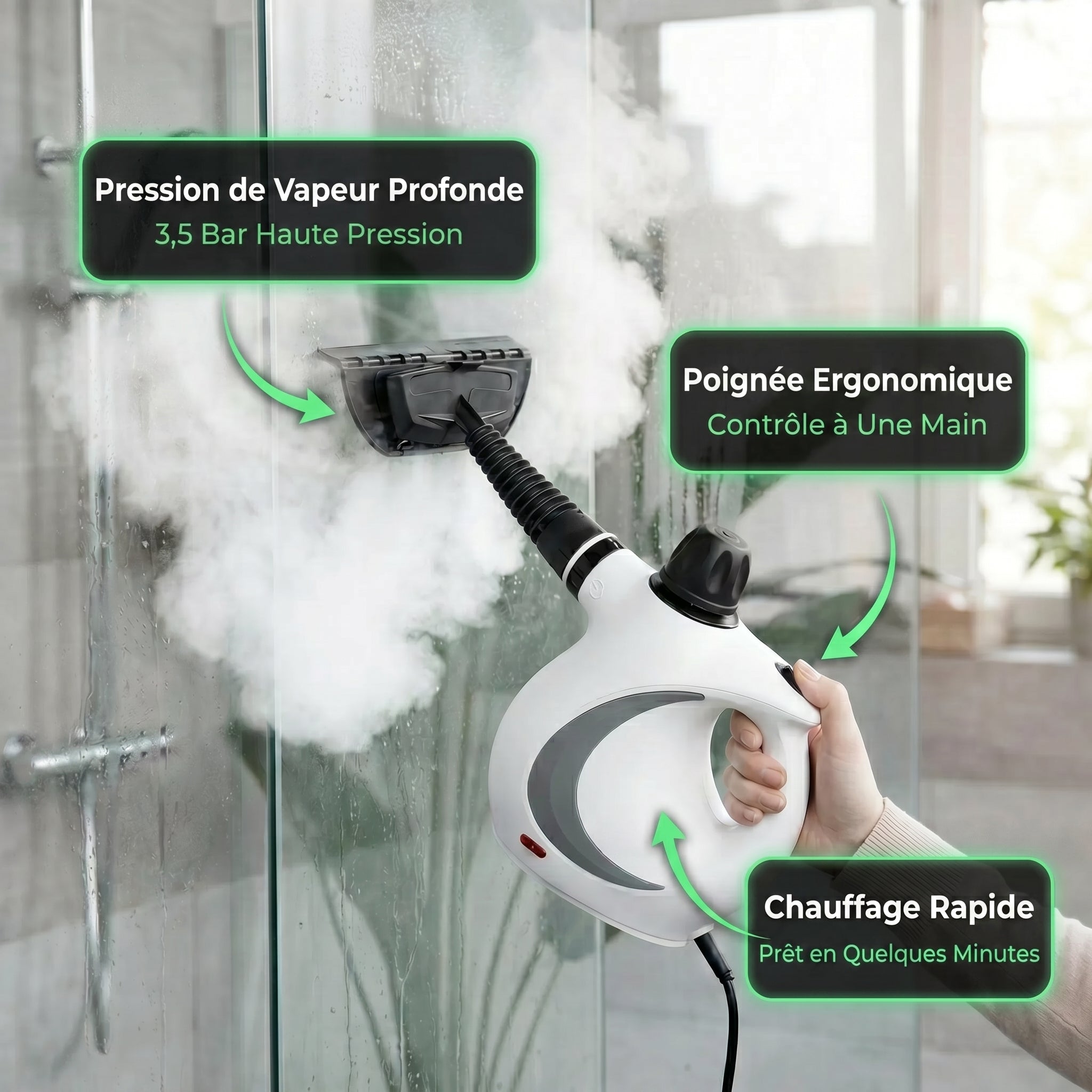 VapoClean™ | Nettoyeur à Vapeur Électrique Haute Pression | Multi-Usages Sans Produits Chimiques
