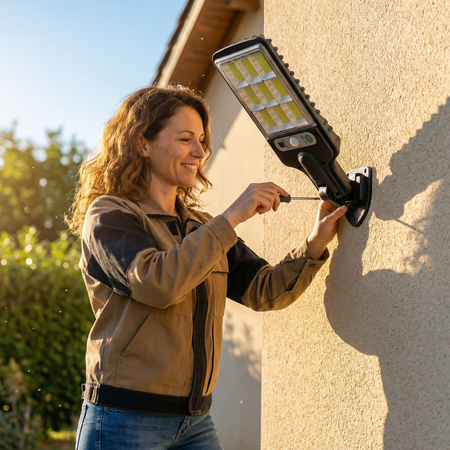 Projecteur LED Solaire Extérieur à Capteur de Mouvement – Lampe Murale Étanche avec Télécommande