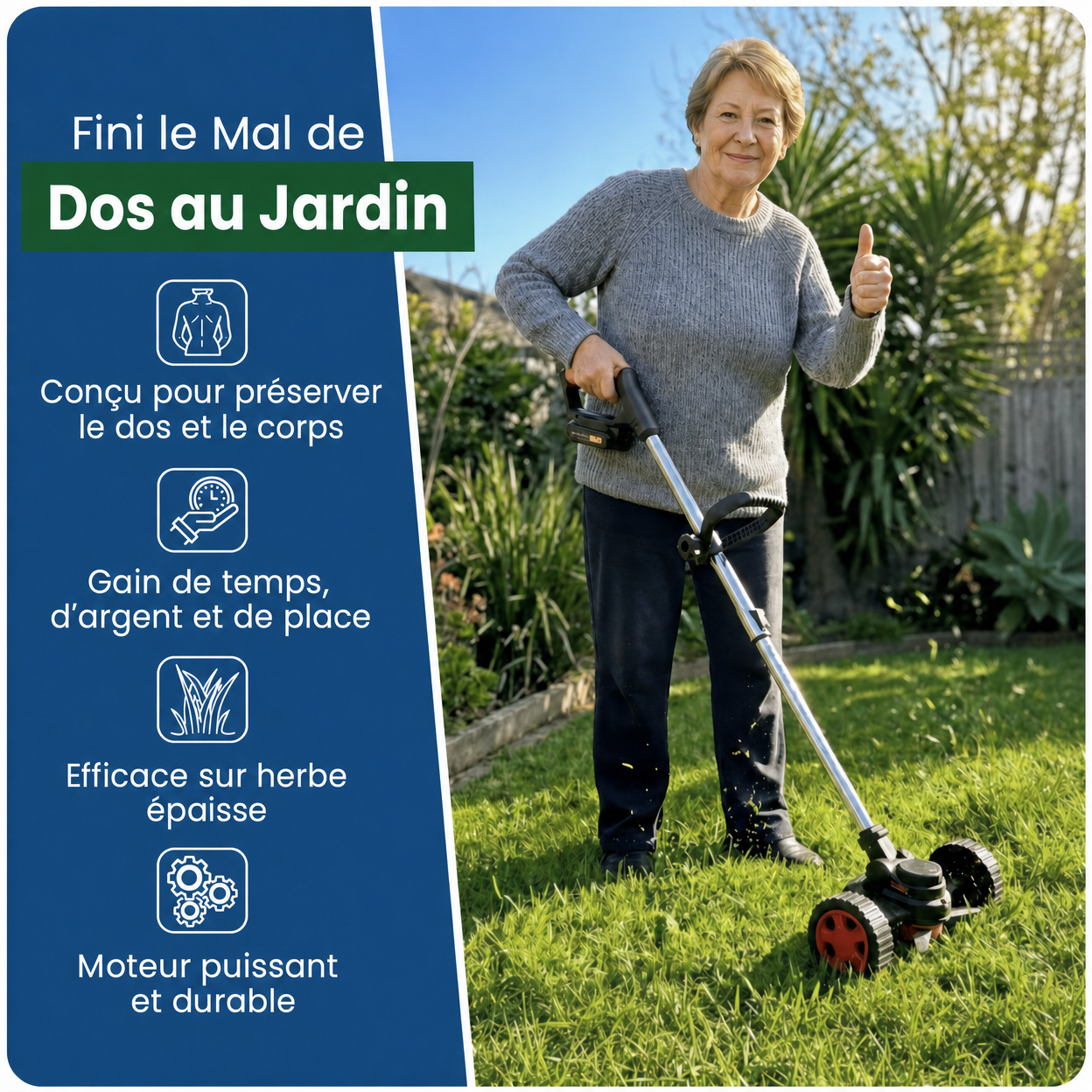 D50 PRO | Débroussailleuse Sans Fil Haute Puissance | Coupe d'Herbe et Branches Épaisses