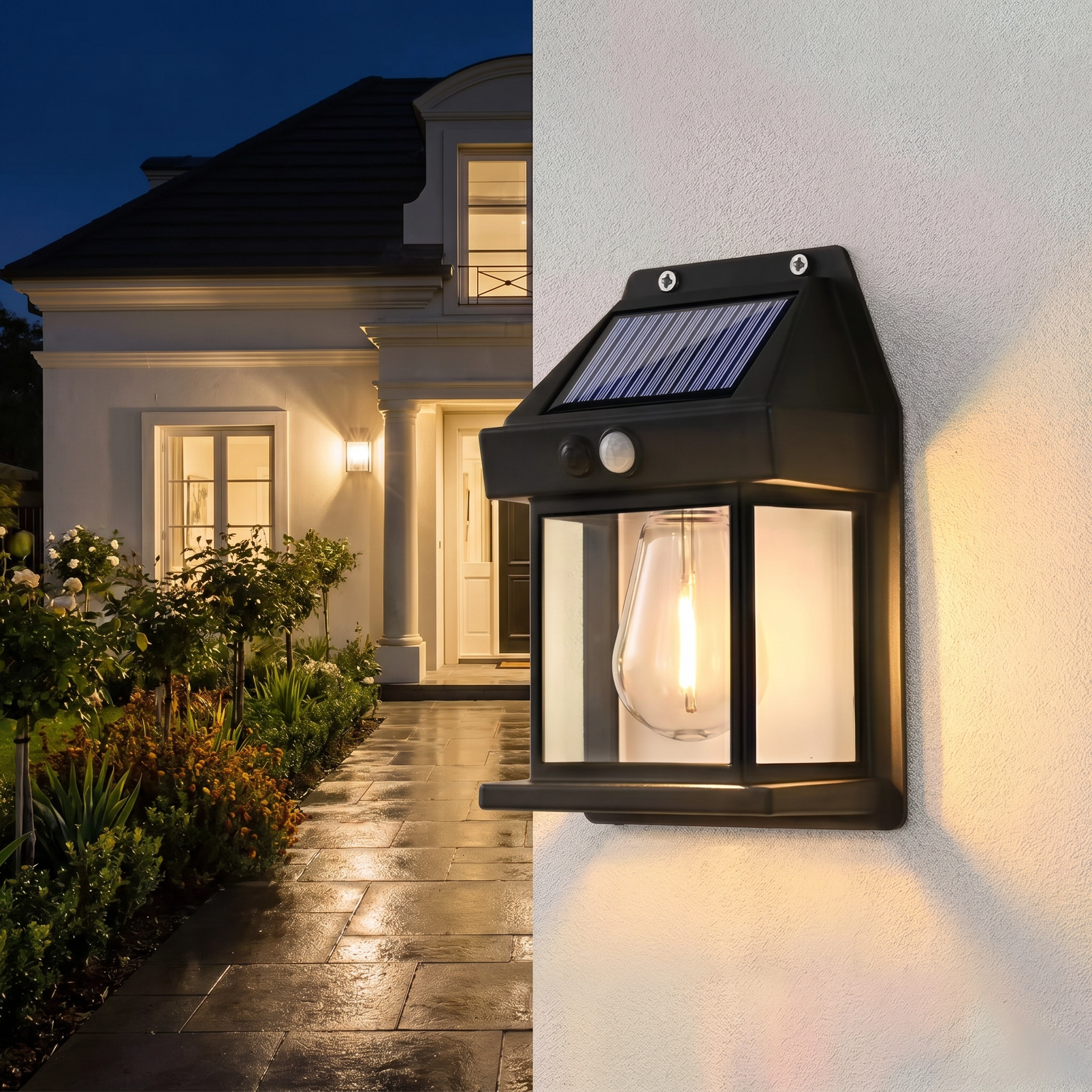 Lampe Murale Solaire LED Extérieure Étanche IP65 avec Détecteur de Mouvement