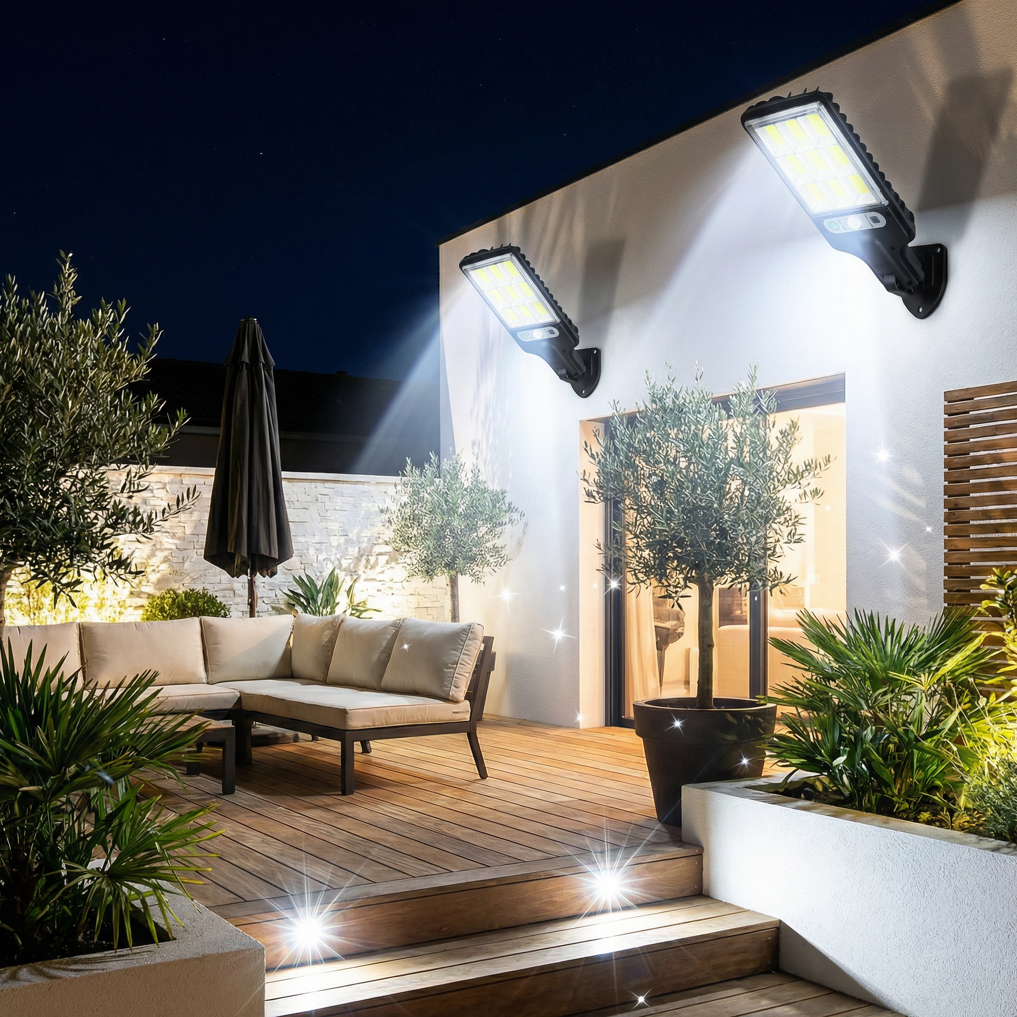 Projecteur LED Solaire Extérieur à Capteur de Mouvement – Lampe Murale Étanche avec Télécommande